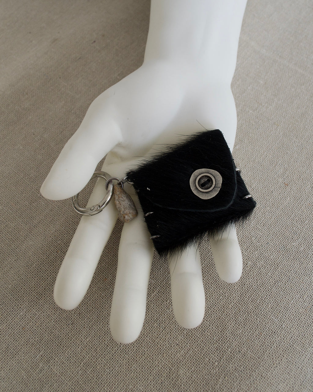 cowhide + stone bag bag charm !***
