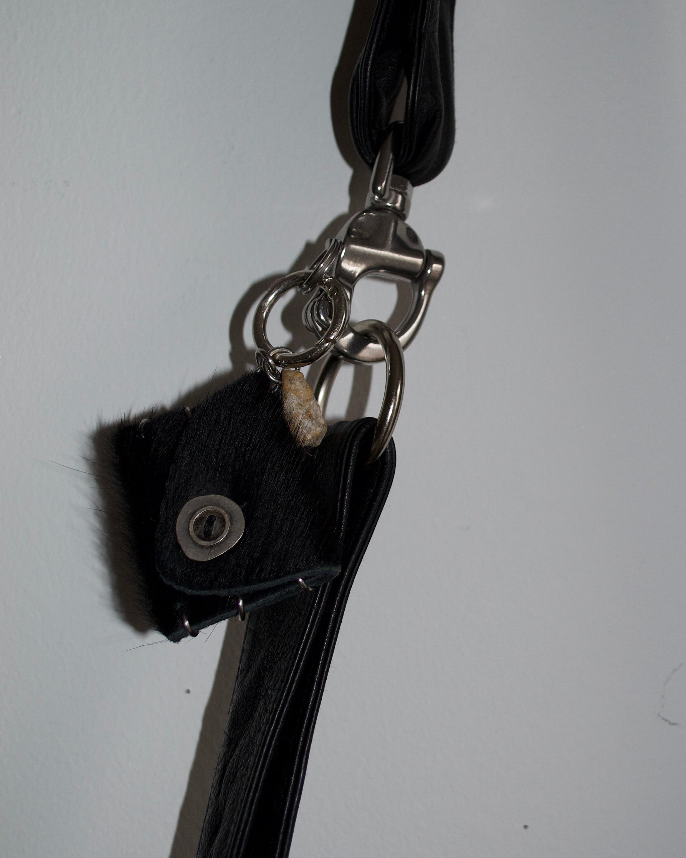 cowhide + stone bag bag charm !***